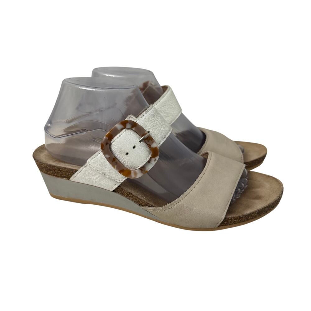 Naot Sandals Womens Size 10 Kingdom Wedge Leather Buckle White Beige